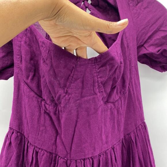 Free People Frances Purple Tie Back Romantic Bohemian Midi Dress western festiva - Picture 4 of 8